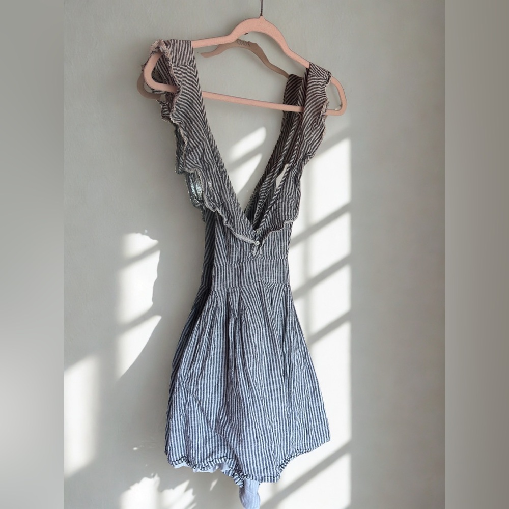 Free People 100% Cotton Navy and White Striped Backless Dress